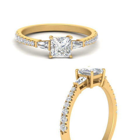 Delicate Antique Pave Princess Engagement Ring