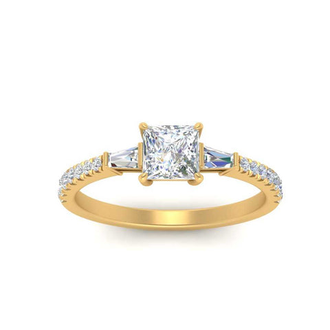 Delicate Antique Pave Princess Engagement Ring
