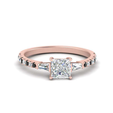 Delicate Antique Pave Princess Cut Diamond Ring