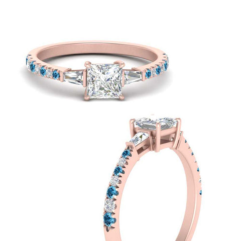 Delicate Antique Pave Princess Engagement Ring