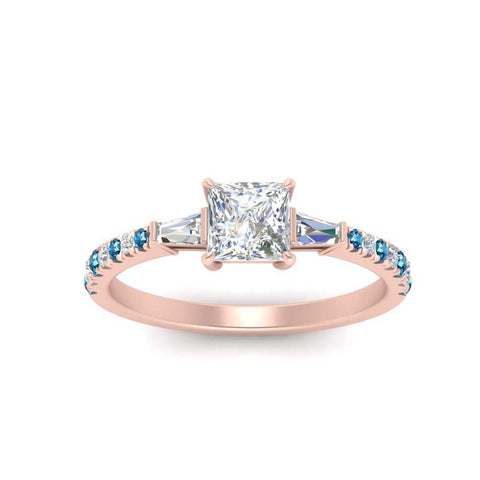 Delicate Antique Pave Princess Engagement Ring