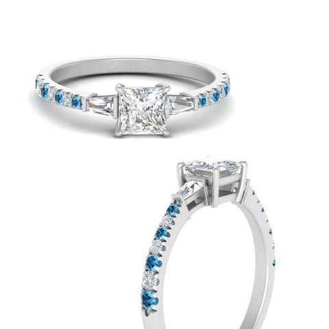 Delicate Antique Pave Princess Engagement Ring