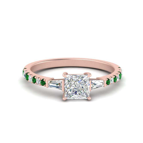 Delicate Antique Pave Princess Cut Diamond Ring