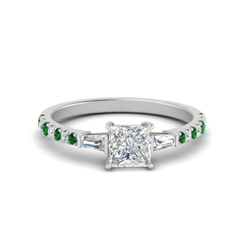 Delicate Antique Pave Princess Cut Diamond Ring