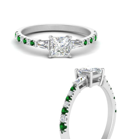 Delicate Antique Pave Princess Cut Diamond Ring