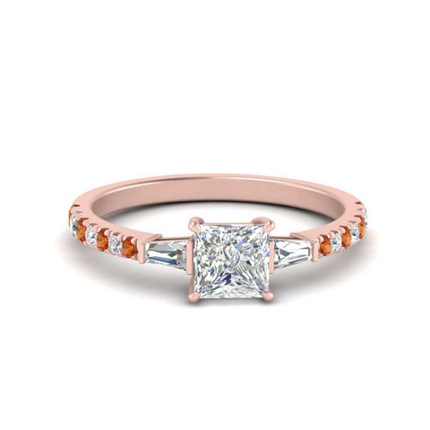Delicate Antique Pave Princess Engagement Ring