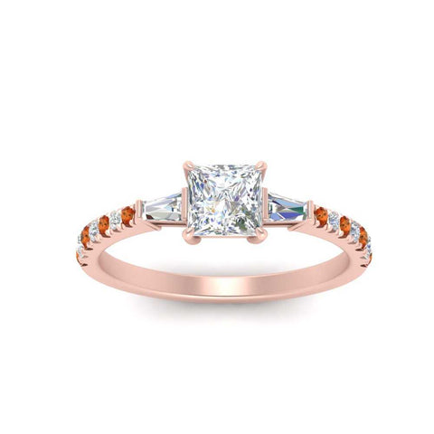 Delicate Antique Pave Princess Engagement Ring