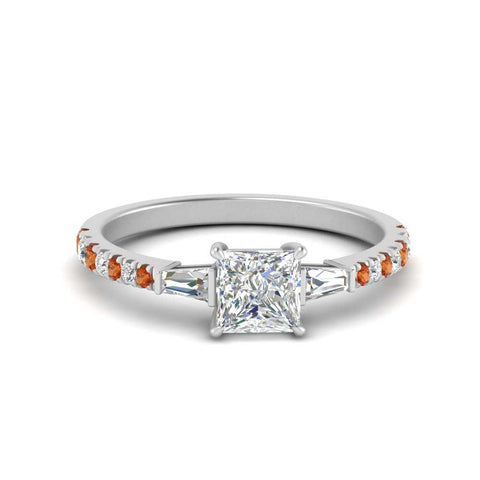 Delicate Antique Pave Princess Engagement Ring