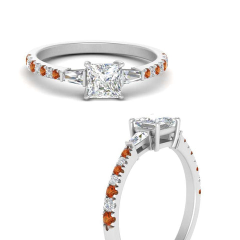Delicate Antique Pave Princess Cut Diamond Ring