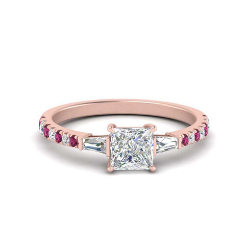 Delicate Antique Pave Princess Engagement Ring