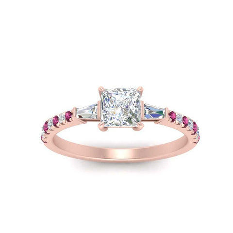 Delicate Antique Pave Princess Engagement Ring
