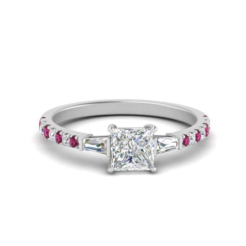 Delicate Antique Pave Princess Engagement Ring