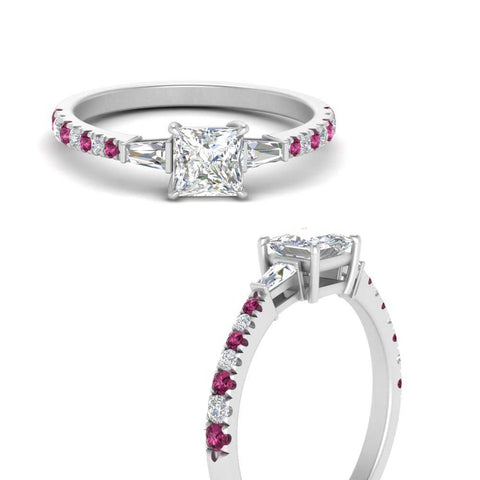 Delicate Antique Pave Princess Cut Diamond Ring