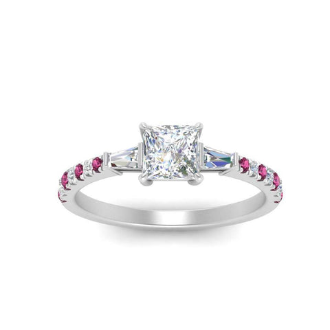 Delicate Antique Pave Princess Engagement Ring