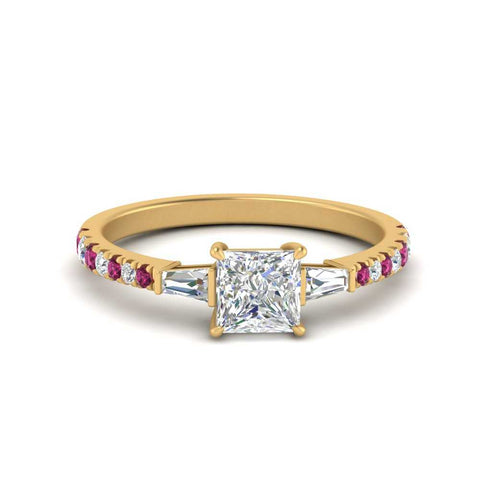 Delicate Antique Pave Princess Engagement Ring