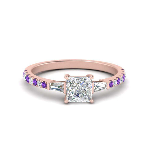 Delicate Antique Pave Princess Engagement Ring