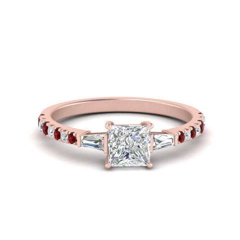 Delicate Antique Pave Princess Engagement Ring
