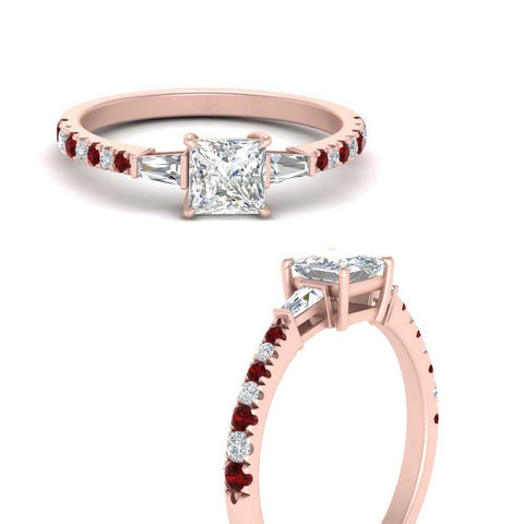 Delicate Antique Pave Princess Engagement Ring