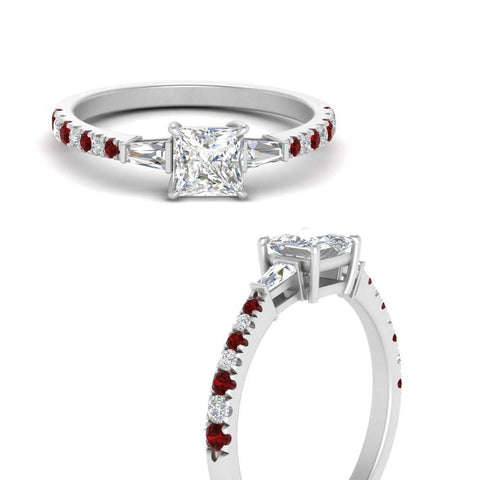 Delicate Antique Pave Princess Engagement Ring