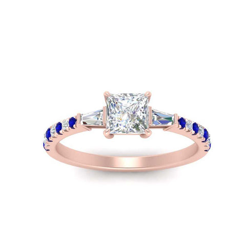 Delicate Antique Pave Princess Cut Diamond Ring