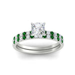 Load image into Gallery viewer, princess-cut-french-pave-emerald-wedding-ring-set-in-white-gold-FD11408PRGEMGRANGLE5-NL-WG?v=1763104308
