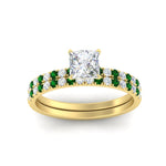 Load image into Gallery viewer, princess-cut-french-pave-emerald-wedding-ring-set-in-yellow-gold-FD11408PRGEMGRANGLE5-NL-YG?v=1763104308