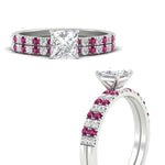Load image into Gallery viewer, princess-cut-french-pave-pink-sapphire-wedding-ring-set-in-white-gold-FD11408PRGSADRPIANGLE3-NL-WG?v=1763104308