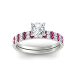 Load image into Gallery viewer, princess-cut-french-pave-pink-sapphire-wedding-ring-set-in-white-gold-FD11408PRGSADRPIANGLE5-NL-WG?v=1763104308