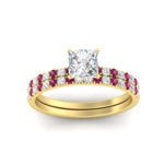 Load image into Gallery viewer, princess-cut-french-pave-pink-sapphire-wedding-ring-set-in-yellow-gold-FD11408PRGSADRPIANGLE5-NL-YG?v=1763104309