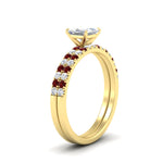 Load image into Gallery viewer, princess-cut-french-pave-ruby-wedding-ring-set-in-yellow-gold-FD11408PRGRUDRANGLE2-NL-YG?v=1763104308