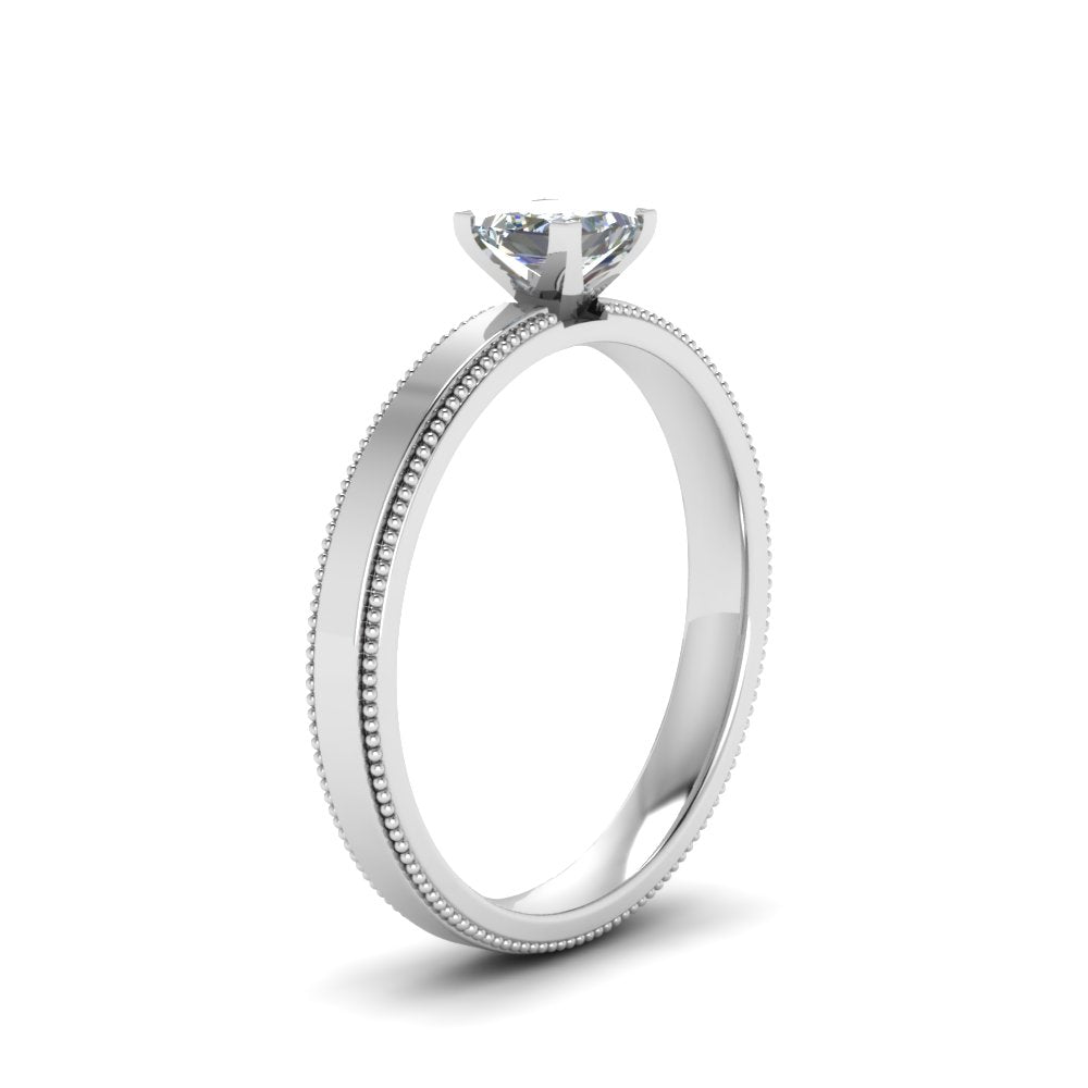 Single Stone Princess Cut Milgrain Engagement Ring – Fascinating Diamonds