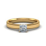 Load image into Gallery viewer, Single Stone Princess Cut Milgrain Engagement Ring

