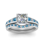 Load image into Gallery viewer, princess-cut-graduated-channel-diamond-wedding-set-with-blue-topaz-in-FD122866PRGICBLTO-NL-WG
