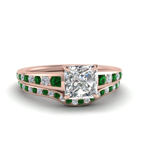 princess-cut-graduated-channel-diamond-wedding-set-with-emerald-in-FD122866PRGEMGR-NL-RG