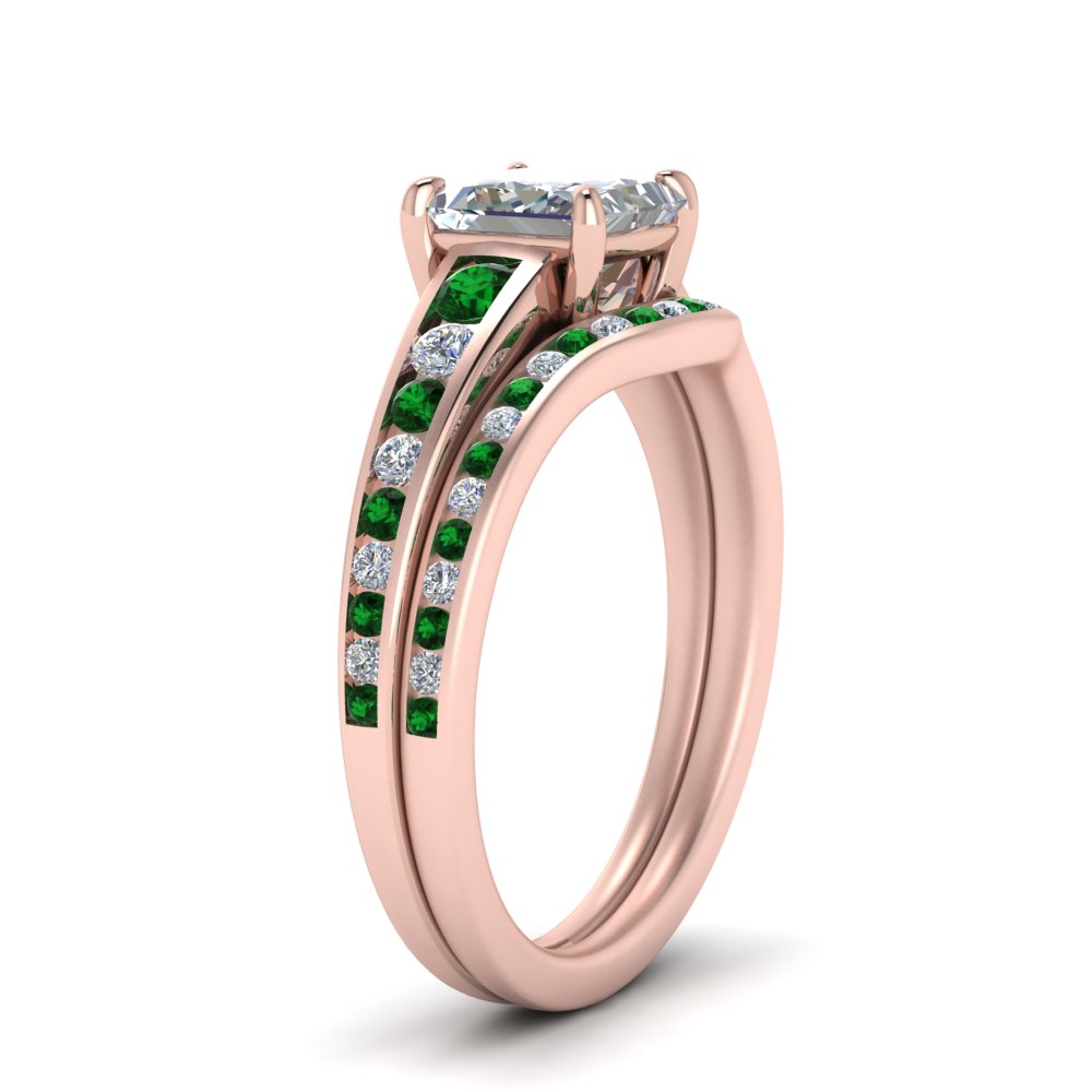 princess-cut-graduated-channel-diamond-wedding-set-with-emerald-in-FD122866PRGEMGR-NL-RG