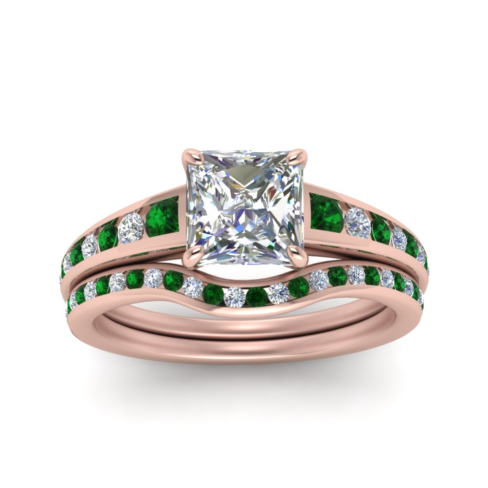 princess-cut-graduated-channel-diamond-wedding-set-with-emerald-in-FD122866PRGEMGR-NL-RG