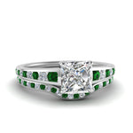 Load image into Gallery viewer, princess-cut-graduated-channel-diamond-wedding-set-with-emerald-in-FD122866PRGEMGR-NL-WG
