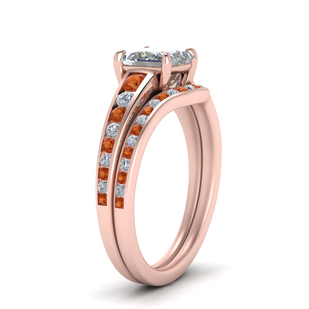 princess-cut-graduated-channel-diamond-wedding-set-with-orange-sapphire-in-FD122866PRGSAOR-NL-RG