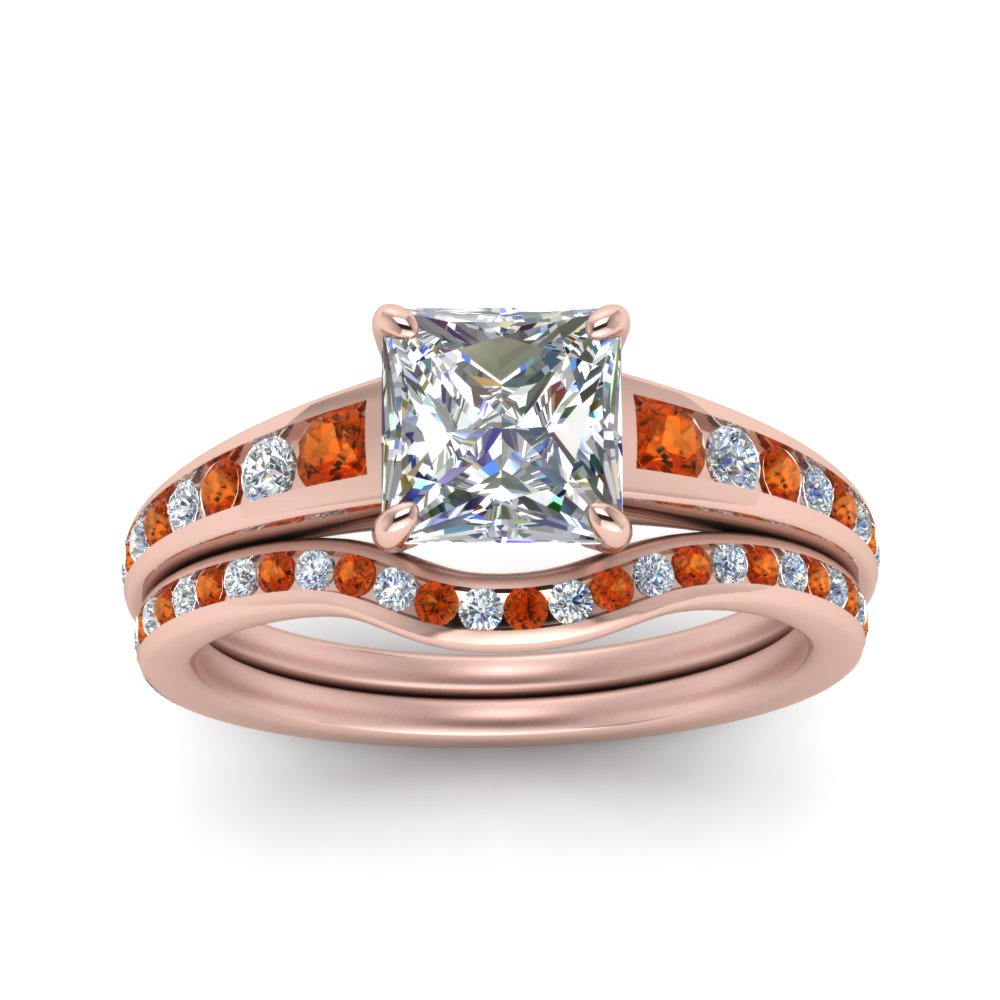 princess-cut-graduated-channel-diamond-wedding-set-with-orange-sapphire-in-FD122866PRGSAOR-NL-RG