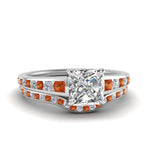 Load image into Gallery viewer, princess-cut-graduated-channel-diamond-wedding-set-with-orange-sapphire-in-FD122866PRGSAOR-NL-WG
