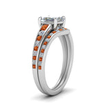 Load image into Gallery viewer, princess-cut-graduated-channel-diamond-wedding-set-with-orange-sapphire-in-FD122866PRGSAOR-NL-WG
