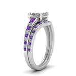 Load image into Gallery viewer, princess-cut-graduated-channel-diamond-wedding-set-with-purple-topaz-in-FD122866PRGVITO-NL-WG
