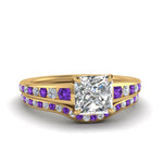 Load image into Gallery viewer, princess-cut-graduated-channel-diamond-wedding-set-with-purple-topaz-in-FD122866PRGVITO-NL-YG
