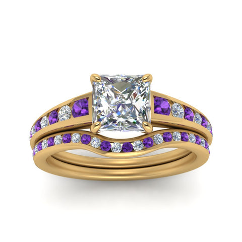 princess-cut-graduated-channel-diamond-wedding-set-with-purple-topaz-in-FD122866PRGVITO-NL-YG