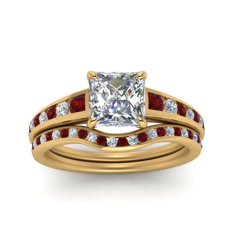 princess-cut-graduated-channel-diamond-wedding-set-with-ruby-in-FD122866PRGRUDR-NL-YG