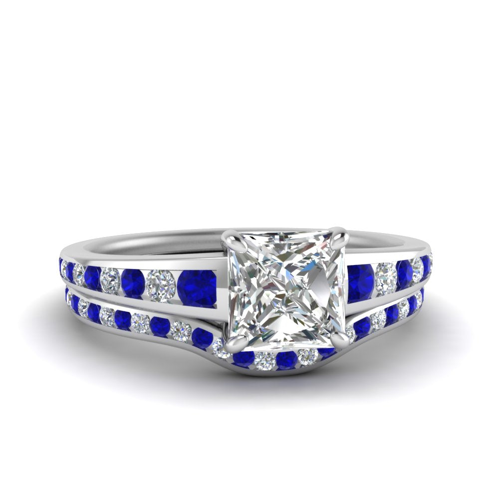 princess-cut-graduated-channel-diamond-wedding-set-with-sapphire-in-FD122866PRGSABL-NL-WG