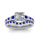Load image into Gallery viewer, princess-cut-graduated-channel-diamond-wedding-set-with-sapphire-in-FD122866PRGSABL-NL-WG
