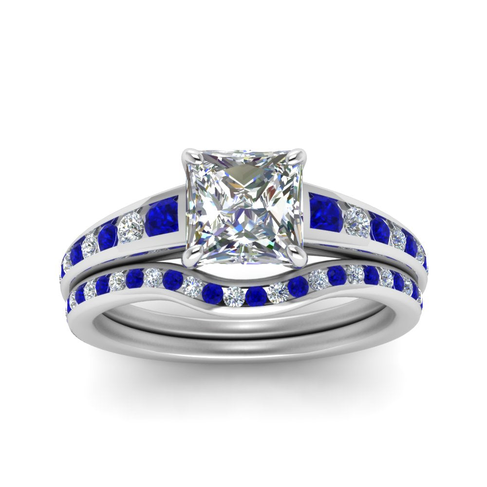princess-cut-graduated-channel-diamond-wedding-set-with-sapphire-in-FD122866PRGSABL-NL-WG