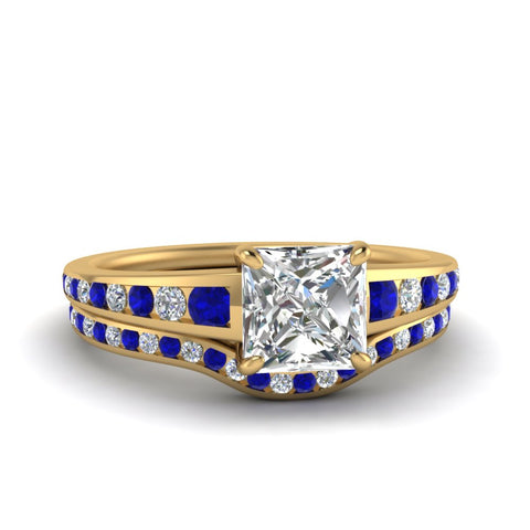 princess-cut-graduated-channel-diamond-wedding-set-with-sapphire-in-FD122866PRGSABL-NL-YG