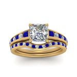 Load image into Gallery viewer, princess-cut-graduated-channel-diamond-wedding-set-with-sapphire-in-FD122866PRGSABL-NL-YG
